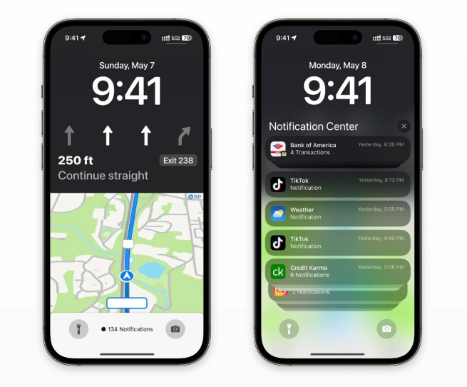大理苹果维修服务分享iOS17锁屏地图导航半屏显示长什么样 